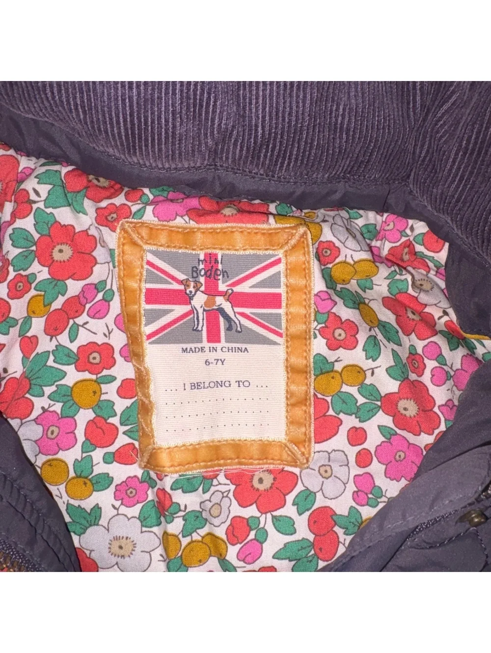 Mini Boden Girls 6-7Y Quilted Hooded Jacket with Floral Lining for Kids